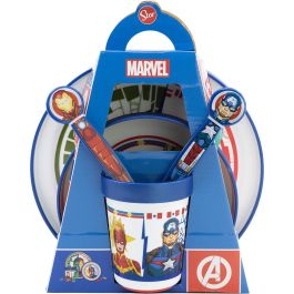 Vengadores Set Premium Bicolor Antideslizante 5 Piezas Comida Infantil Vajilla Plástico Alimentario Libre BPA CZ11304
