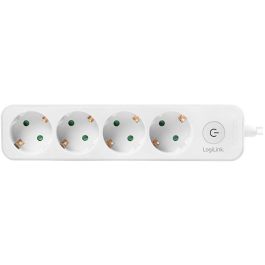 LogiLink Regleta de 4 Tomas Tipo F CEE 7/4, Cable de 1,5m con Interruptor, IP20, Blanco - LPS245