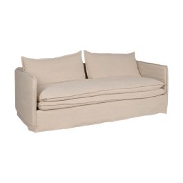 Sofá 3 Plazas Crema Tejido-Madera 210 X 97 X 89 cm
