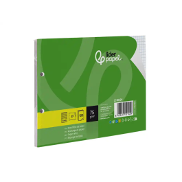 Liderpapel Recambio Cuadernos A5 Apaisado, 100 Hojas Cuadrícula 4 mm, Papel 75 g, 2 Taladros con Margen