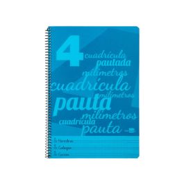 Cuaderno Espiral Liderpapel Folio Pautaguia Tapa Plastico 80H 75 gr Cuadro Pautado 4 mm Con Margen Color Azul