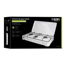 Edm Cocina de gas esmaltada 3 fuegos Blanco 60x37x10 cm Edm Cocina de gas esmaltada 3 fuegos Blanco 60x37x10 cm