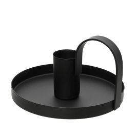 Basics Candelero de Hierro Negro Mate, Forma Redonda, Ø10x6cm