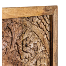 DKD Home Decor Cabecero Cama Indio Natural con Mandalas de Madera de Mango y MDF 162.5x60 cm