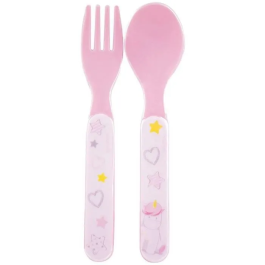 Fun House Set de Vajilla Infantil Unicornio 006319 - 2 Platos, 2 Cubiertos y 1 Peluche