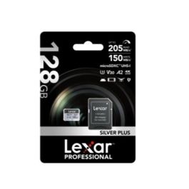 Lexar Tarjeta MicroSDXC Silver Plus 128GB UHS-I U3 V30 A2 hasta 205MB/s Lectura con Adaptador LMSSIPL128G-BNANG
