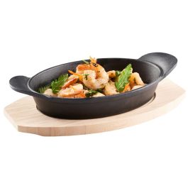 Dangrill Plato Oval Hierro 15x22cm Con Bandeja Bambú