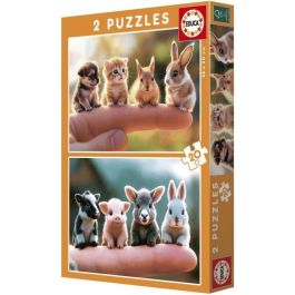 Educa Puzzle Rompecabezas Infantil 2x20 piezas Bebés Animales. Juego educativo de cartón para niños a partir de 3 años.