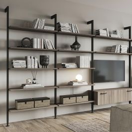 Emuca Lote de soportes para 5 estantes de madera para la estructura Zero, tableros no incluidos, Zamak, Pintado color negro texturizado