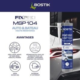 Bostik Sellador y Adhesivo Fixpro MSP 104 para Automoción y Náutica - Blanco - Resistente a Intemperie y Agua de Mar - 290 ml
