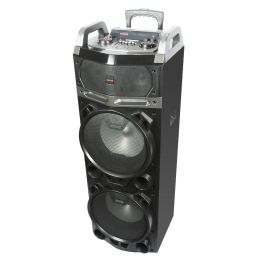 Aiwa KBTUS-900 Altavoz Trolley Portátil 100W RMS Bluetooth con 2 Micrófonos Inalámbricos, Radio FM, USB y Luces LED