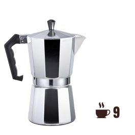 Gourmet Kitchen Cafetera de aluminio 9 tazas para gas, vitrocerámica y placa eléctrica