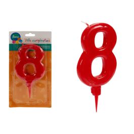 Vela Cumpleaños 8 Roja Grande Arte Regal 1X17CM (36 Unidades) Precio: 35.50000003. SKU: B1K93TMA9G