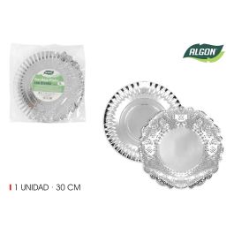 Bandeja redonda de plata con blonda Algon 30 cm (30 Unidades) Precio: 21.49999995. SKU: B1GBQZH9T6