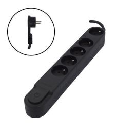 Chacon Regleta 5 tomas de corriente 16A con interruptor, enchufe plano, cable 1.5m HO5VV-F 3x1.5 mm², negra Precio: 25.4999998. SKU: B1JLP6LSPD