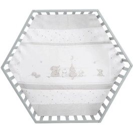 Roba Parque Infantil Hexagonal ROB4005317334172 - Funda Acolchada Diseño Elefante - 6 Ruedas con Freno - Madera Lacada Topo