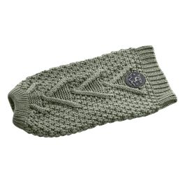 Hunter Jersey para Perro Malmö 35 cm Verde, Súper Cálido y Suave de Fibra Acrílica con Diseño Trenzado. Para Cuello 28-38 cm y Vientre 44-50 cm.
