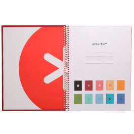 Antartik Cuaderno espiral micro A4, tapa forrada, 80 hojas, 90 gr, impresión horizontal, color frambuesa