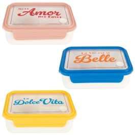 Cook Concept Fiambrera Dolce Vita 3 Compartimentos con Tapa de Válvula y Tenedor 2 en 1, Azul, Rosa o Amarillo, 1.2 L