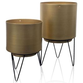 Home Deco Factory Juego de 2 Macetas con Pie Metal Colección Lounge Precio: 9.5000004. SKU: B14KA4QYLK