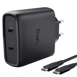 Trust Cargador GaN Maxo de Pared 65W 25525 - 2 Puertos USB-C PD 3.0 + PPS, Cable 2 m Incluido, 50% Material Reciclado, Compacto, Carga Rápida para Portátil, Tablet y Móvil Precio: 35.50000003. SKU: B1G3JHVXX2