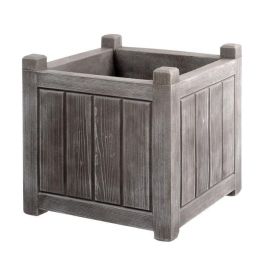 Jardinera cuadrada EDA CHARME 31 L - Doble pared - Reserva de agua integrada - 40 x 40 x 40 cm - Gris lima