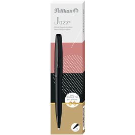 Pelikan Bolígrafo Jazz Noble Elegance K36, retráctil, mecanismo de giro, tinta azul, cuerpo negro metal, recargable, caja regalo