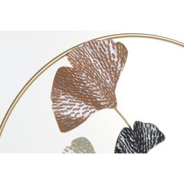 DKD Home Decor 7 x 67 x 103.5 cm Decoración de Pared Metal Terracota Dorado Hojas