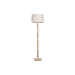 DKD Home Decor Lámpara de Pie Urban Marrón con Pantalla de Lino y Estructura de Madera Hevea Desmontable E27 40x150x40cm