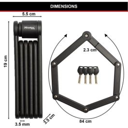 Master Lock 8335EURDPRO Candado de seguridad plegable para bicicleta, fabricado en acero endurecido, con 4 llaves y soporte incluido