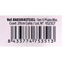 Set de 5 Platos Biodegradables Cuadrados 20 cm Algon (24 Unidades) Set de 5 Platos Biodegradables Cuadrados 20 cm Algon (24 Unidades)