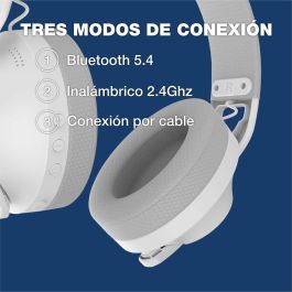 Coolbox Auriculares WB01 Inalámbricos Bluetooth 5.4 con Micrófono Extraíble y RGB - Blanco