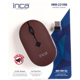 INCA IWM-231RB Ratón inalámbrico óptico 1600 DPI 4 botones silenciosos Ambidextro Marrón/Negro 2.4GHz