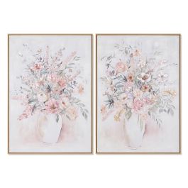 Cuadro Shabby DKD Home Decor Blanco Rosa 3.5 x 100 x 70 cm (2 Unidades)