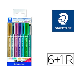 Staedtler Rotulador Metálico 8323 Blíster 6 Unidades Colores Surtidos + 1 Rotulador Calibrado 308 C2-9 Precio: 9.89000034. SKU: B1FEPBDLXF