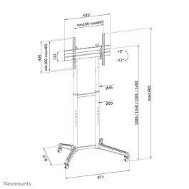 Neomounts FL50-540BL1 Carro Móvil Soporte de Suelo para Pantallas 37-70" Carga 50kg, Ajuste Altura 128.5-145cm, VESA 600x400 Negro