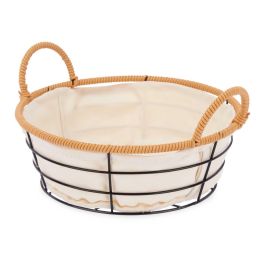 Kinvara Cesta Redonda con Asas de Metal 26.5x12.5x23.5 cm - Almacenamiento Natural (Set de 24)