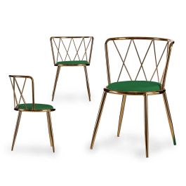 Silla Rombo Cromada Oro Verde Giftdecor 50.5x73x51 cm Metal (2 Unidades) Precio: 175.88999956. SKU: S3610372