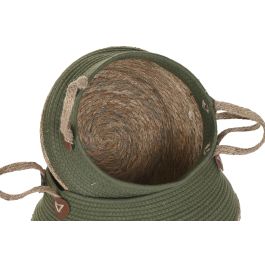 DKD Home Decor Cesta de Almacenamiento Fibra Algodón Verde Natural 41 x 37 x 41 cm Set de 3