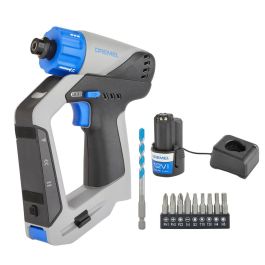 Dremel DD12V-S1 Taladro Inalámbrico 3 en 1 12V con 9 Accesorios, 1 Batería 2Ah + Cargador