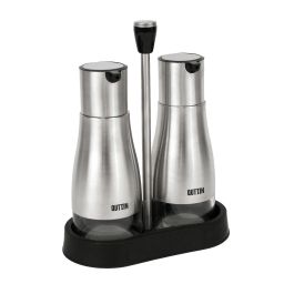 Quttin Set 2 Aceiteras Inoxidables con Soporte - 9.5 x 23 x 17.8 cm (12 Unidades)