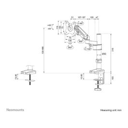 Neomounts Brazo de Monitor DS70-750BL1 Full-Motion para Pantallas de 17-27 Pulgadas, 7kg, Resorte de Gas, Pinza/Atornillado, Negro