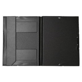 Liderpapel Carpeta Gomas Tres Solapas Plástico Folio Negro 240x335 mm