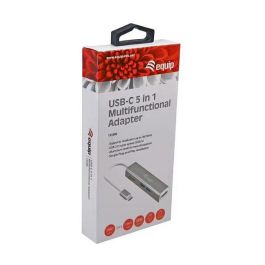 EQUIP Adaptador USB-C a HDMI, 2xUSB 3.0, SD Lector Tarjetas, 4K 30Hz, Color Plata, 0.15m