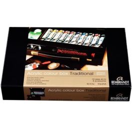 Talens Rembrandt Caja con 10 Tubos de 40 mL Pintura Acrílica, Colores Surtidos, Incluye Pinceles y Medio Brillante Precio: 128.88999981. SKU: S8418243