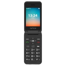 myPhone FLIP LTE, Teléfono Plegable 4G VoLTE, Pantalla 2.8", Dual SIM, Botón SOS, Batería 1000 mAh con Carga USB-C, Color Negro