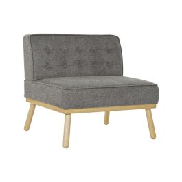 DKD Home Decor Sillón Urban Desmontable Bicolor Gris Oscuro Marrón de Lino y Abeto, Ancho 80 x Largo 66 x Alto 72 cm, Altura asiento 45 cm