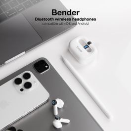 TooQ TQBWH-0031W Auriculares Inalámbricos Bluetooth 5.1 con Micrófono y Estuche de Carga USB-C, Autonomía 18h, Blancos
