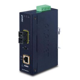 Planet 1000BASE-LX to 10/100/1000BASE-T 802.3at PoE+ Industrial Media Converter (SC,SM) -20km