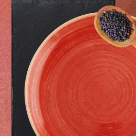 Ariane Fuente Rectangular Porcelana Terra Rojo 36x16,5 cm 6 Unidades Apta Horno/Micro/Lavavajillas Apilable Reforzada